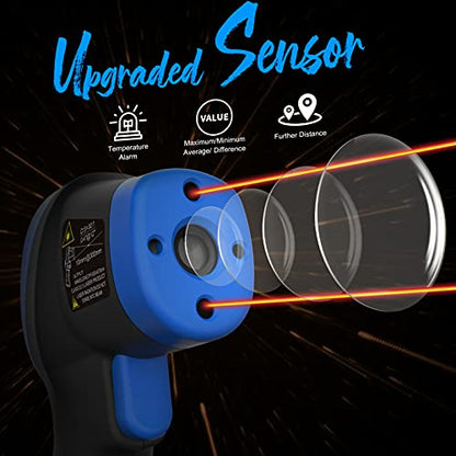 AIOMEST Digital Infrared Thermometer - Non Contact High Temperature Gun AI-1500 Infra Pyrometer Temp Gauge -58~2732℉ Handheld IR Laser Reader for Cooking Kiln HVAC (NOT for Human Temp) - color: Blue