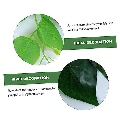 ORFOFE Reptile Terrarium Plant Reptile Landscape Pet Cage Decor with Suction Cups