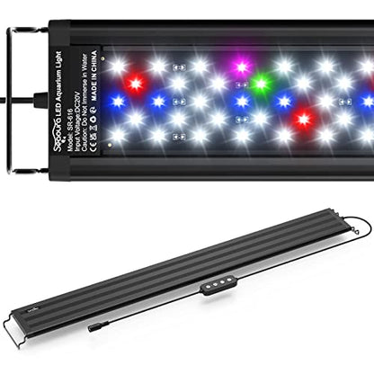 SEAOURA Led Aquarium Light for Plants-Full Spectrum Fish Tank Light with Timer Auto On/Off, 30-36 Inch, Adjustable Brightness, White Blue Red Green Pink LEDs with Extendable Brackets for Freshwater - size: for 30-36 inch tank