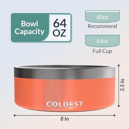 Coldest Dog Bowl - Anti Rust Metal, Non Slip, 3 Layers Insulated Stainless Steel Dog Bowls - Spill Proof & Heavy Duty - Water Bowl for Dogs, Cats & Pets, Dish Washer Safe (64 oz,Candy Red Glitter) - color: Candy Red Glitter, size: 64 oz