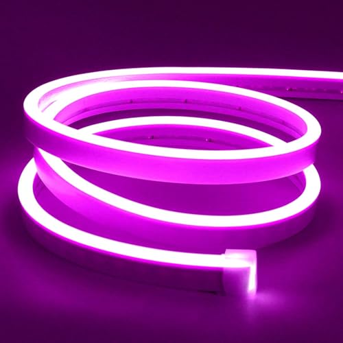 Lamomo LED Neon Lights Purple, 12V 0.39In/Cut Silicone Waterproof DIY Led Strip Lights for Bedroom Indoor Outdoor Decoration（Power Adapter not Included） - color: Purple, size: 16.4 Ft