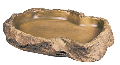 Exo Terra Reptile Feeding Dish – Natural Rock Look Food & Water Bowl for Lizards, Turtles, Snakes & Amphibians – Food-Grade Resin, Non-Porous, Easy Clean, Bacteria Resistant – Extra Large - size: X-Large