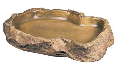 Exo Terra Reptile Feeding Dish – Natural Rock Look Food & Water Bowl for Lizards, Turtles, Snakes & Amphibians – Food-Grade Resin, Non-Porous, Easy Clean, Bacteria Resistant – Extra Large - size: X-Large