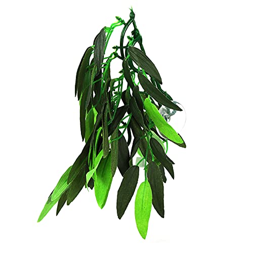 Artificial Reptile Plants Lifelike Plastic Plant Hanging Leaves Decoration with Suction Cup for Reptile Terrarium Fish Tank (T-044F) - size: T-044F