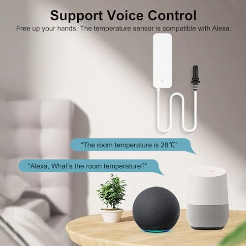 Smart Thermometer Hygrometer: WiFi Temperature Sensor with External Probe, Weather Function Thermometer Humidity Meter for Freezer, Aquarium, App Alert, Compatible with Alexa (Dual Detection 2PCS) - color: Dual detection 2PCS