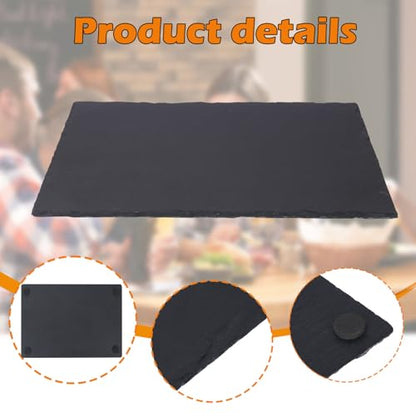5 Pack 12 x 10 Inch Slate Cheese Boards, Black Rectangle Slate Charcuterie Boards, Natural Charcuterie Stone Plates for Parties, Gifts, and Special Events, Cheese, Sushi, Food. - size: 5 Pack 12 x 10 Inch