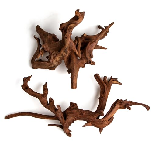 emours Aquarium Driftwood (8–12 in) 2 Pieces Natural Mopani Branches Assorted Size - size: Small (8–12 in / 20–30 Cm)