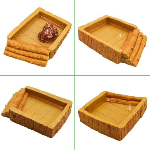 Hermit Crab Pool, Resin Reptile Water Bowl & Bathing Dish, Aquarium Tank Cage Habitat Accessories for Small to Medium Hermit Crab Turtles Lizard Frog Gecko Bearded Dragon - color: Square