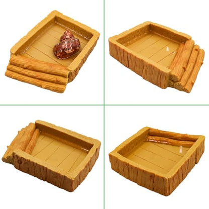 Hermit Crab Pool, Resin Reptile Water Bowl & Bathing Dish, Aquarium Tank Cage Habitat Accessories for Small to Medium Hermit Crab Turtles Lizard Frog Gecko Bearded Dragon - color: Square