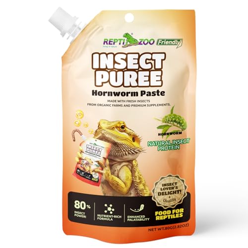 Crested Gecko Food Insect Puree, Hornworm Paste Reptile Food Made with Fresh Insects Gecko Food Complete Diet 2.82oz