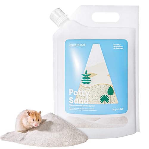 BUCATSTATE Hamster Sand 6.6LB, Highly Absorbent & Odor Control Potty Litter, Sand for Hamster Bath, Chinchillas, Gerbils, Mice, Degus and Other Small Pets (ZeoliteSand) - color: Zeolite Sand, size: 6.6LB