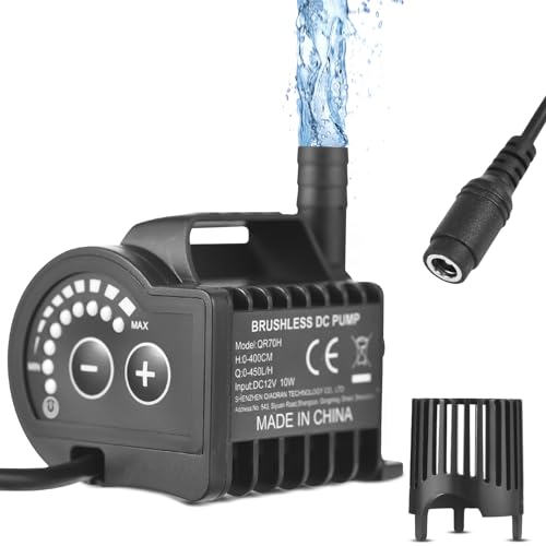 Zerodis Submersible Water Pump Water Pumps Rate 12V 700LH for Aquarium Pond Pet Drinking and Garden Fountain Submersible Pump Adjustable Gardening (QR70H) - size: QR70H