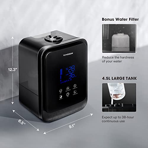 VIVOSUN 4.5L 2-in-1 Cool & Warm Mist Ultrasonic Humidifier with Essential Oil Box & Remote Control for Bedrooms, Offices, Plants, Babies, Dryness, and Skincare - style: 4.5L 2-in-1 Cool & Warm Mist Humidifier