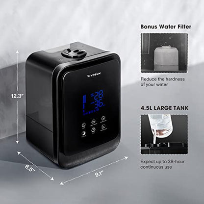 VIVOSUN 4.5L 2-in-1 Cool & Warm Mist Ultrasonic Humidifier with Essential Oil Box & Remote Control for Bedrooms, Offices, Plants, Babies, Dryness, and Skincare - style: 4.5L 2-in-1 Cool & Warm Mist Humidifier