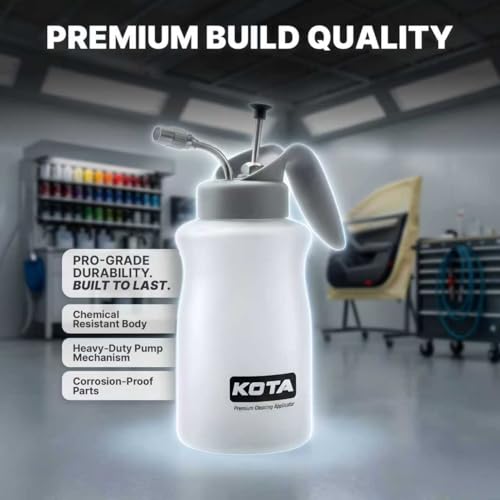 KOTA 1 L Adjustable Hand Pump Pressure Sprayer, Heavy-Duty Multipurpose Bottle for Automotive Solvents, Surface Prep & Car Detailing, Chemical-Resistant PE Construction (Cleaning Applicator) 75880 - style: Cleaning Applicator