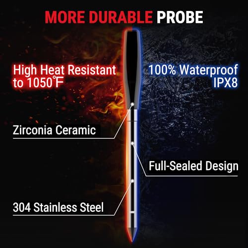 TempPro TempSpike 1000FT Wireless Meat Thermometer Digital with 2 Upgraded Ultra-Thin Probes, Kitchen Food Thermometer Cooking, Turkey, Smoker, BBQ, Grill Gift for Dad Husband (Previously ThermoPro) - style: 1000ft