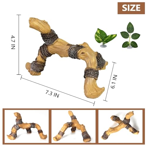 Tfwadmx Snake Climbing Branch, Reptile Climbing Decor Resin Reptile Climbing Wood Branches, Gecko Tank Branches Decor for Lizards, Tarantulas, Hermit Crab, Frogs - size: 7.3x6.1x4.7IN | Rack Branch