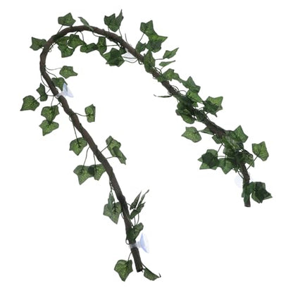 COLLBATH Jungle Vines Artificial Leaf Decor for Reptile Habitats Flexible Vines with Cups and Leaf for Lizards Frogs Snakes and More Green