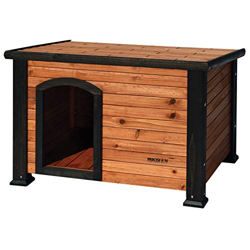 Petmate Precision Pet Weather-Resistant Log Cabin Dog House with Adjustable Feet, Natural Wood, Small - color: Walnut/Dark Brown, size: Small, style: Outdoor Log Cabin