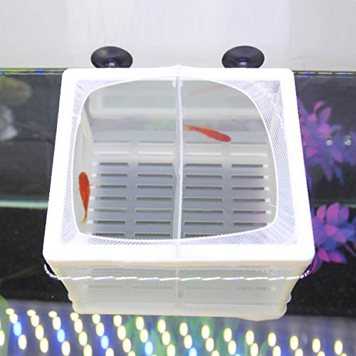 Senzeal Aquarium Fish Breeder Box Fish Fry Hatchery Incubator Net Nylon Isolation Mesh with 3pcs Pipette(Small) - size: Small