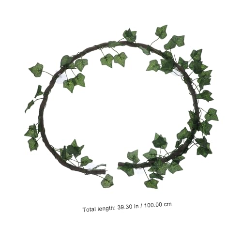 WOONEKY 1m Jungle Vines Rattan Strip Decor for Reptile Habitats Flexible and Curved Design Suckers for Lizard Frogs Snakes and More Cups and Leaf