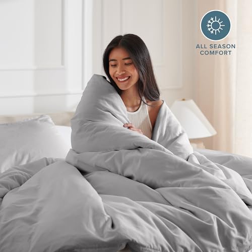 Bare Home Bedding Duvet Cover Twin/Twin Extra Long Size - Premium 1800 Super Soft - Lightweight, Cooling Duvet Cover - Soft Breathable Bedding (Twin/Twin XL, Light Grey) - color: 05 - Light Grey (No Comforter), size: Twin/Twin XL