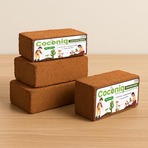 Premium Coco Coir Bricks 4 Pack - Lightweight Cocopeat for Garden Soil, Compressed Coconut Fiber Brick for Potting, Gardening, Planting, Seed Starting, Indoor & Outdoor Plants, Set of 4 - color: Pack of 4
