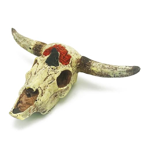 Bull Skull Décor Fish Aquarium Tank Hideout Decorations Fish Tank Decor Skull Betta Animal Large Reptile Bones Snake for Terrarium Ornament - color: Buffalo-small