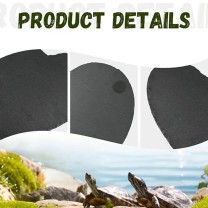 Tortoise Habitat Accessories, 8" x 7.8" Reptile Basking Platform Rock Plate, Heart Shape Natural Rock Reptile Food Dish, Habitat Decor for Turtle Bearded Creature Chameleon Frog Gecko Hermit Crab