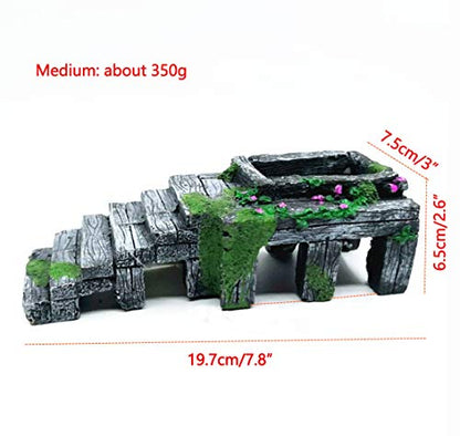 Reptile Breeding Box Shelter Habitat Decor Terrarium Hideout Turtle Basking Ramp Water Bowl Feeding Humidify Hide Caves - size: M