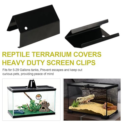 4 Pack Reptile Terrarium Covers Heavy Duty Screen Clips for Zilla Tank 30 Gallon or Larger, Aquarium Lid Clips for Reptile Tank Lid, Rreptile Enclosure Lock for Amphibian and Turtle Terrarium Covers