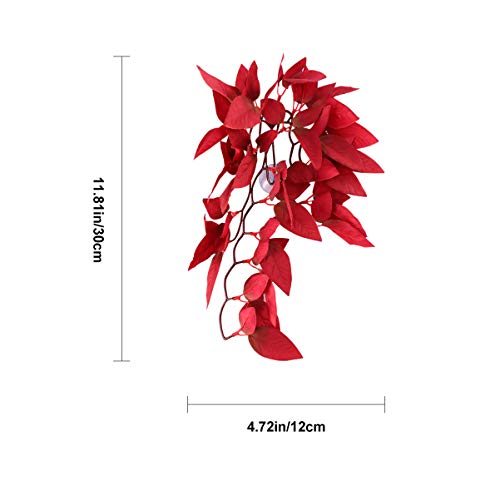 POPETPOP Reptile Plants for Terrarium : Resin Aquarium Plant with Suction Cup Artificial Rattan for Lizard Gecko Snake, 11.81x4.72x 0.78 inch