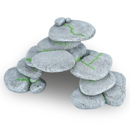 IBWell Resin Reptile Hides Pebble Shrimp Hides for Aquarium Tank Terrarium Reptile Rock Hide Fish Tank Caves and Hides Reptile Hideouts for Lizard Snake Gecko - color: Rocks grey