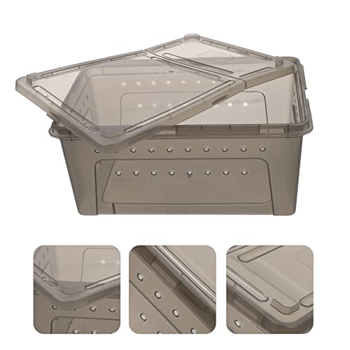 Reptile Feeding Box Portable Small Snake Terrarium Habitat Mini Pet Breeding Cage Hatching Container Transparent Lizard Houses for Tarantula Spider Scorpion Gecko Frog 2PCS