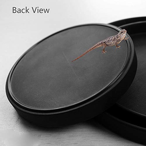 Reptile Water Food Dish Bowl Turtle Feeder Tortoise Feeding Dish Container (S, Black) - color: Black, size: S