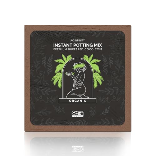 AC Infinity Instant Potting Mix, 2 lb. Premium Buffered Coco Coir Brick, Coconut Compost as Potting Soil Omri Listed, Low EC and pH Balance for Hydroponics Plant Growing and Propagation - size: Brick
