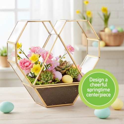 D'Eco Glass Heart Centerpiece (8x8x2.5)- Tabletop Planter Terrarium - Spring Home Decor & Wedding Letterbox - Fill with Succulents, Cacti, Air Plants, Moss, Flowers for Plant Lovers - size: Heart