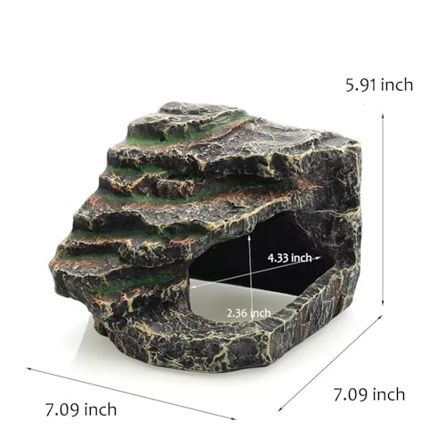 Resin Reptile Tank Accessories Reptile Hides and Caves Habitat Decor for Gecko Snake Frog Turtle Lizards (Large-B) - size: Large-B