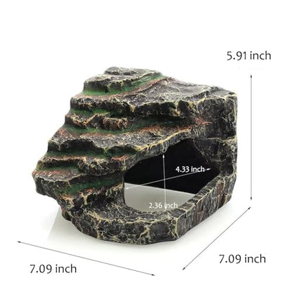 Resin Reptile Tank Accessories Reptile Hides and Caves Habitat Decor for Gecko Snake Frog Turtle Lizards (Large-B) - size: Large-B