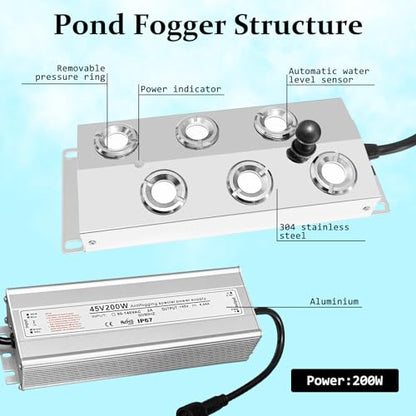 Ultrasonic Fogger 6 Head Ultrasonic Mist Maker,5000ml/H 200W Mist Maker Fogger,6 Head Ultrasonic Fogger Mist Maker,6 Head Ultrasonic Mist Maker fogger Ultrasonic Mister Fogger 6 Head Fogger - color: 6 Head Ultrasonic Fogger