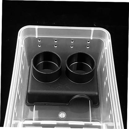 DOITOOL 3pcs One Reptile Feeder Bowl Snake Enclosure Accessory Water Dish for Lizards Crested Gecko Food Bowl Observation Box Suction Cups for Reptiles