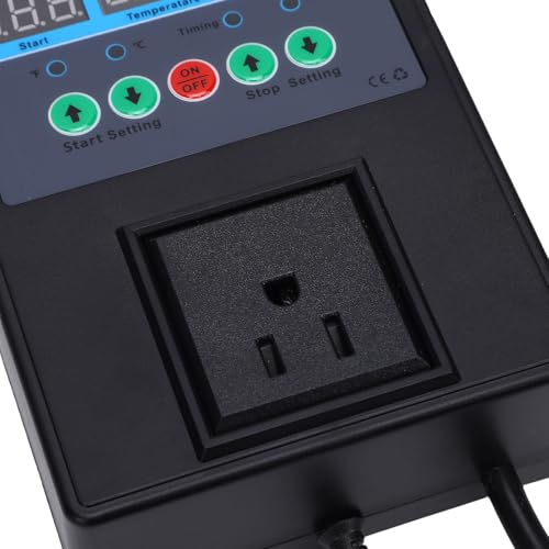 Digital Temperature Controller Socket, 3300W Thermostat Outlet, Power Isolation Controller with Durability-Optimized, Ideal for Greenhouse Cultivation, Reptile Control & Fish Tanks (US Plug)