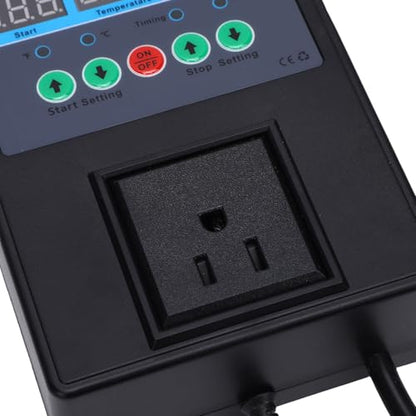 Digital Temperature Controller Socket, 3300W Thermostat Outlet, Power Isolation Controller with Durability-Optimized, Ideal for Greenhouse Cultivation, Reptile Control & Fish Tanks (US Plug)