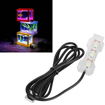 LED Aquarium Lighting 2.4x0.8inch Small Aquarium Water Plant Light Desktop Fish Tank Mini Decoration Soft LED Lamp Aquarium Lights