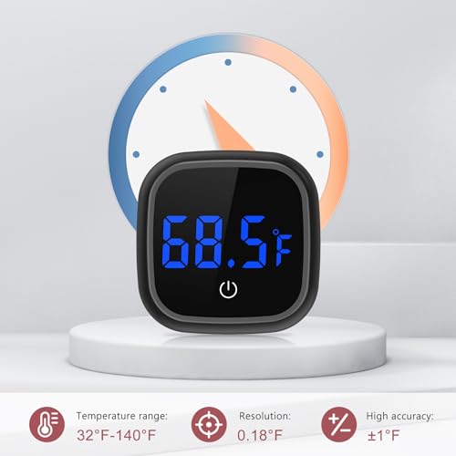 LOFICOPER LED Digital Aquarium Thermometer, Stick-on Fish Tank Thermometer with Built-in Battery, for Fish, Axolotl, Turtle, Reptiles