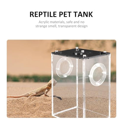 COHEALI Transparent Acrylic Reptile Breeding Box for Lizards Snakes Tarantulas Frogs Small Turtles Spacious Safe Terrarium Tank with View for Insect Hermit Crab Habitat