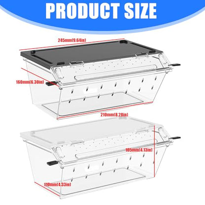 3. Breathable Acrylic with Easy Feeding Access, Transparent Enclosure for Snakes & Crickets Observation Reptiles Terrariums