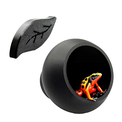 Magnetic Leaf Pod Hide, Glass-Mounted Shelter for Frogs & Reptiles (Black, Single) - color: Black, size: Single