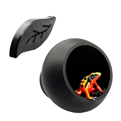 Magnetic Leaf Pod Hide, Glass-Mounted Shelter for Frogs & Reptiles (Black, Single) - color: Black, size: Single