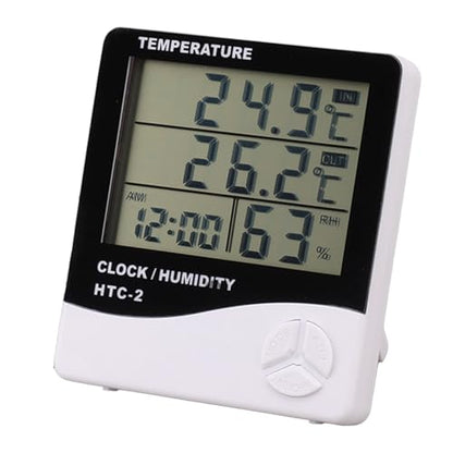 Digital Hygrometer Thermometer, Thermometer and Humidity Gauge with Clock Large Display Wired Probe Sensor Temperature Humidity Monitor for Indoor Outdoor Use